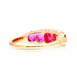 Antique, Victorian five stone ruby ring back view