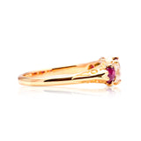 Antique, Victorian ruby & diamond five-stone ring side view