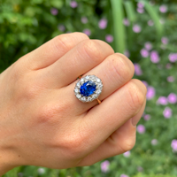 Vintage, 1940s, sapphire & diamond cluster ring