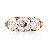 Antique, Victorian three-stone diamond ring front view