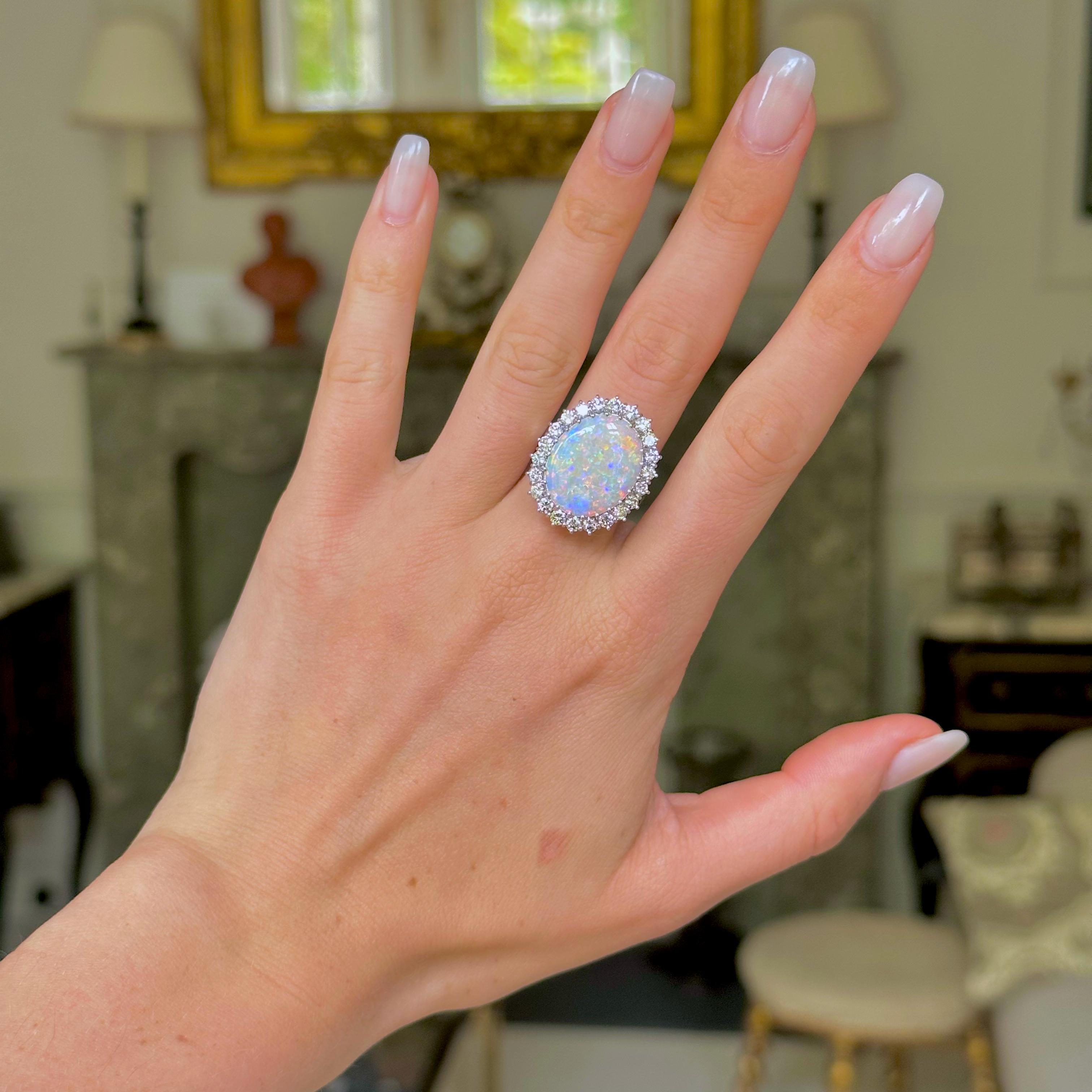 Vintage White Gold Three Stone Diamond Engagement Ring