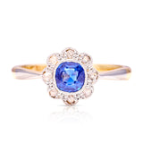 Antique, Edwardian sapphire and diamond cluster ring