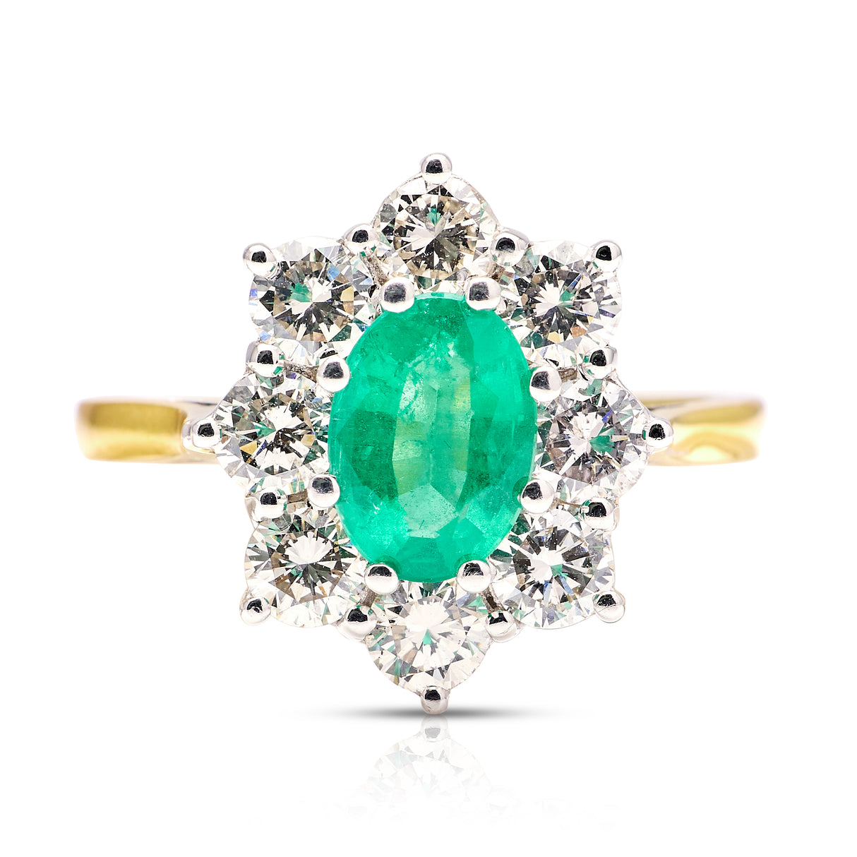 Vintage, 1960s emerald and diamond cluster ring