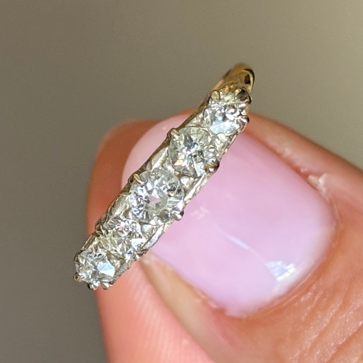 Antique, Edwardian five-stone diamond ring