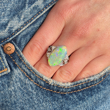 Vintage, Art Deco opal cocktail ring