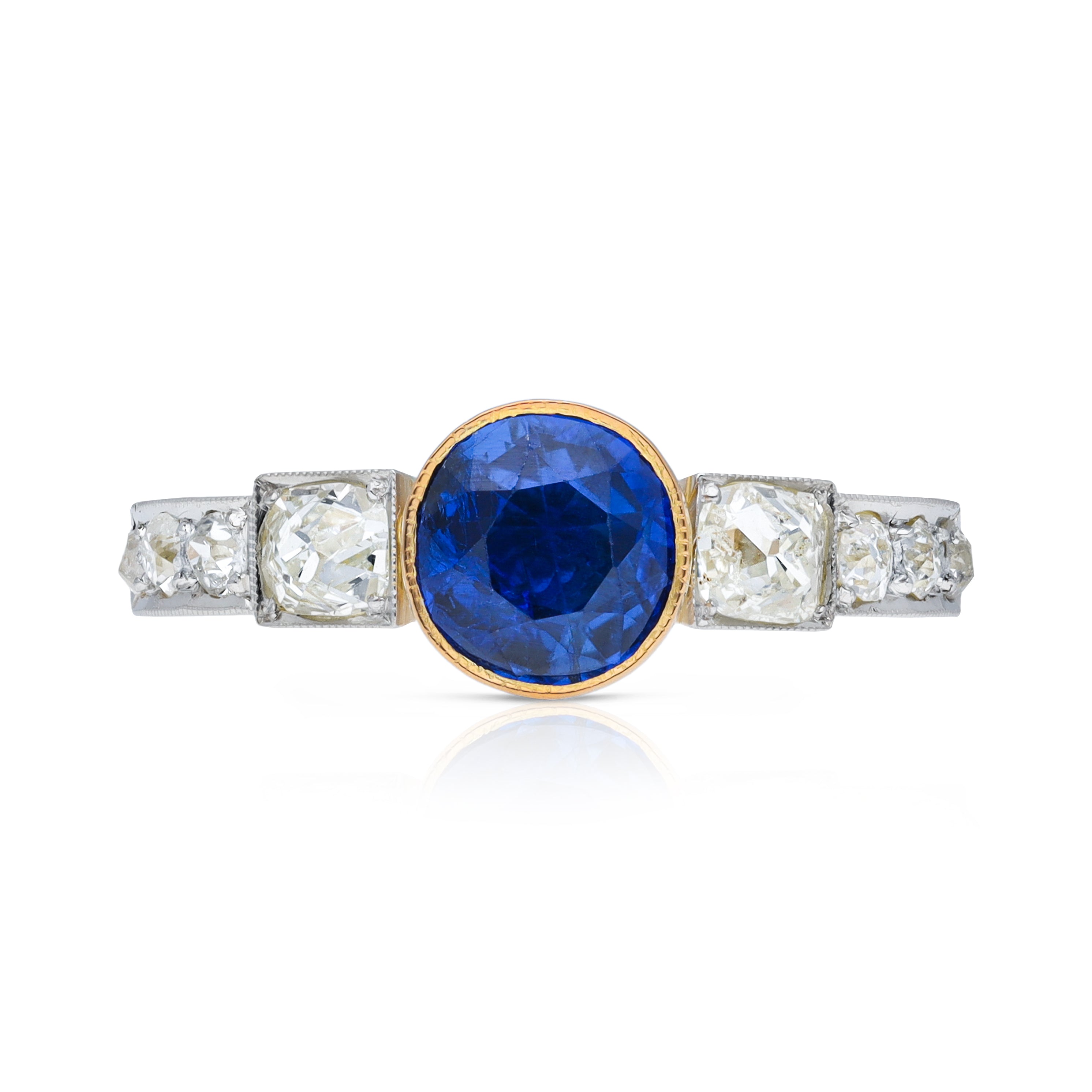 K18 Sapphire Diamond 8P Ring antique