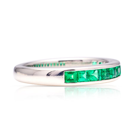 Vintage, Tiffany & co. emerald half eternity ring, platinum