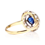 Vintage, 1930s sapphire and diamond target engagement ring back