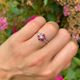 Vintage, 1940s ruby & diamond cluster ring, 18ct white gold