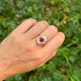 Vintage, 1950s ruby & diamond cocktail ring, 18ct yellow gold