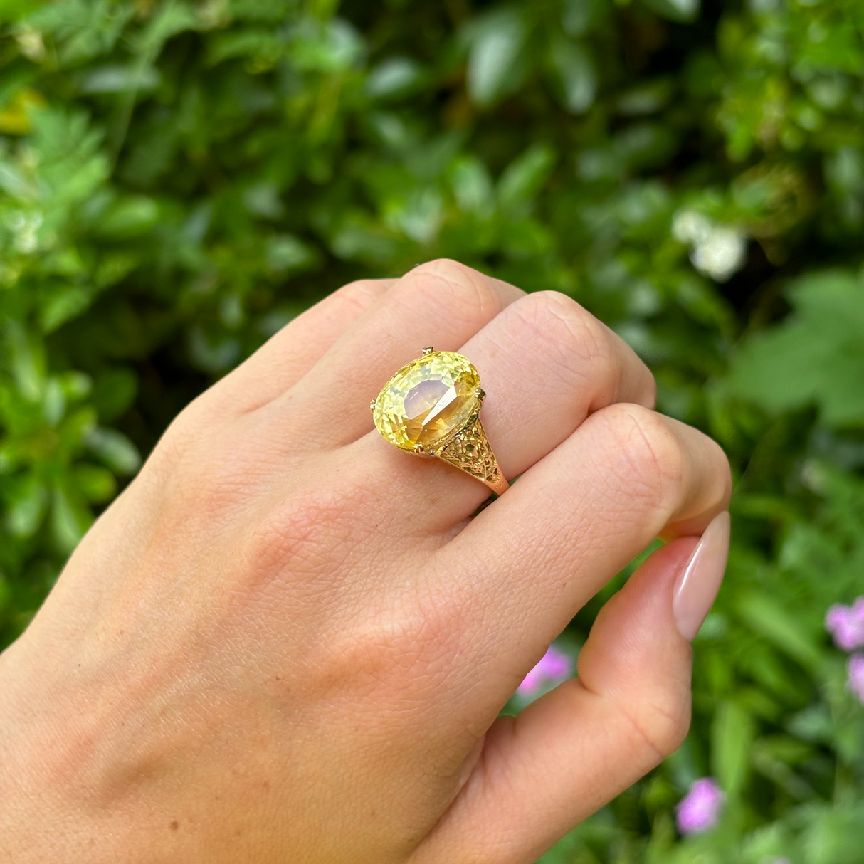 Vintage, 1950s yellow sapphire cocktail ring, 18ct yellow gold