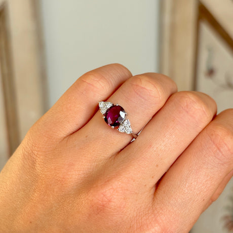 Vintage, 1980s ruby & diamond ring worn on hand