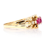 Vintage, 1980s ruby and diamond three-stone ring side