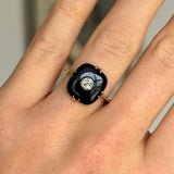 Vintage, Art Deco onyx & diamond ring