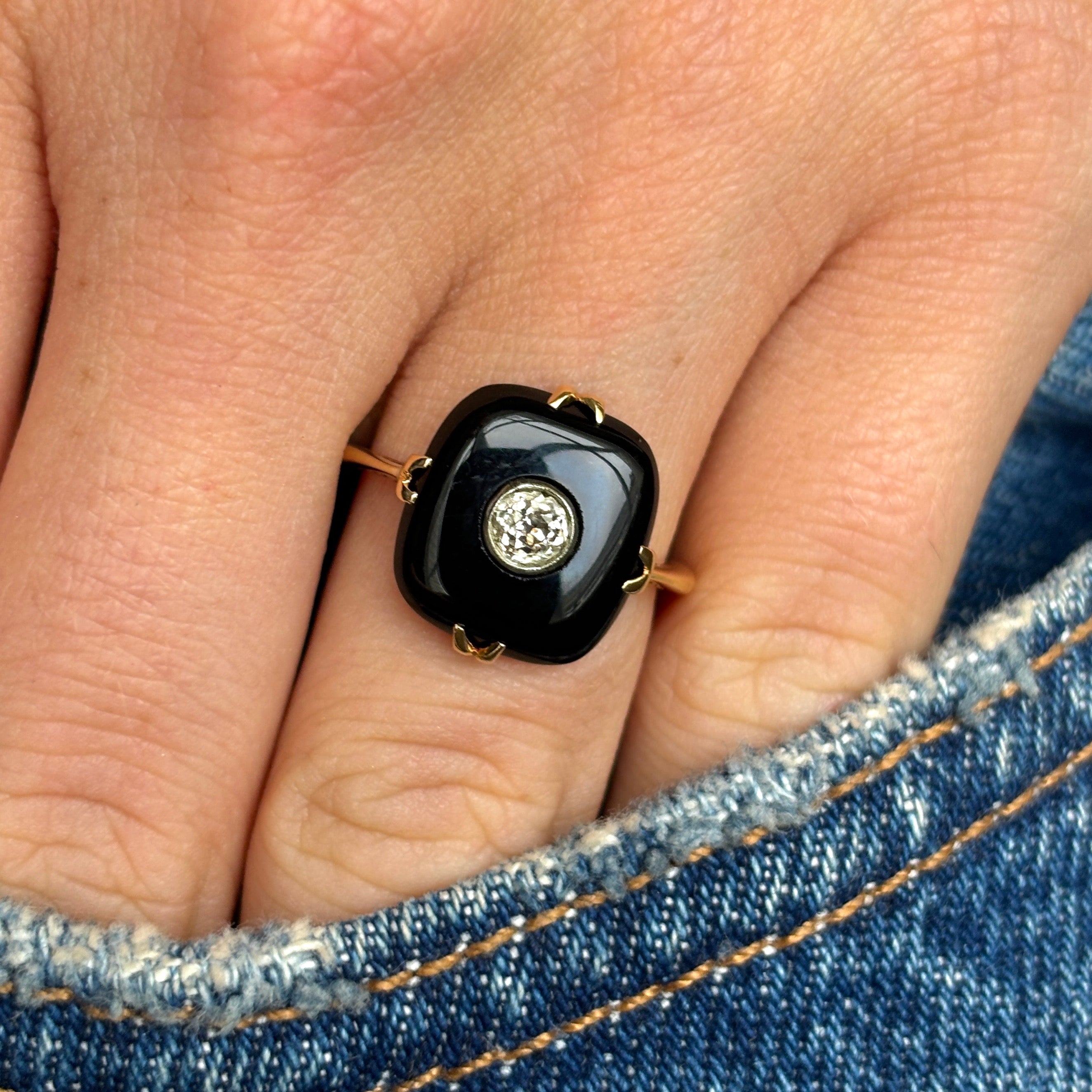 Diamond & Black high quality Onyx Ring