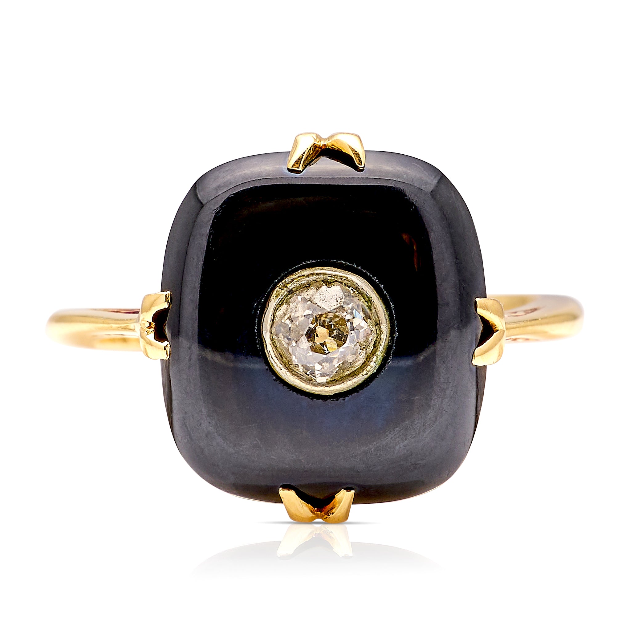 Vintage Delicate 10 outlet K Gold Black Onyx with Diamond Ring