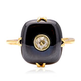 Vintage, Art Deco onyx & diamond ring front