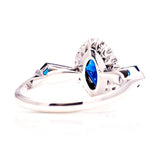 Vintage, Art Deco sapphire & diamond cluster ring back view