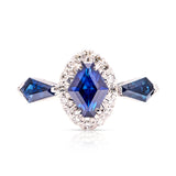 Vintage, Art Deco sapphire & diamond cluster ring front view