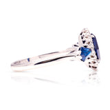 Vintage, Art Deco sapphire & diamond cluster ring side view