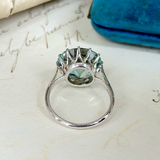 Vintage, Blue Zircon and Diamond Cocktail Ring, 18ct White Gold back view