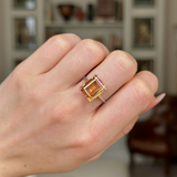Vintage, Imperial Topaz Single-Stone Ring, 18ct White Gold worn on closed hand.