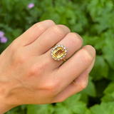 Vintage, topaz & diamond cluster ring, 18ct yellow gold