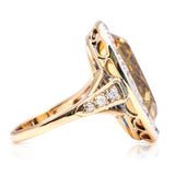 Sold! Edwardian, citrine and diamond cluster ring, 18ct yellow gold and platinum