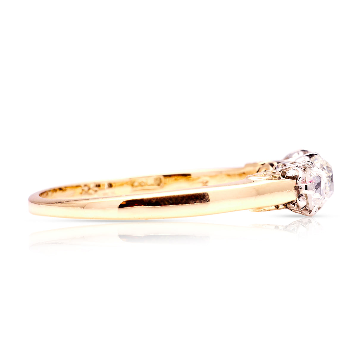 Antique, Edwardian diamond three-stone ring