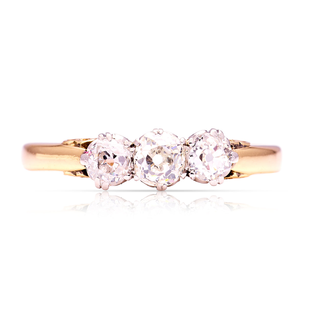 Antique, Edwardian diamond three-stone ring