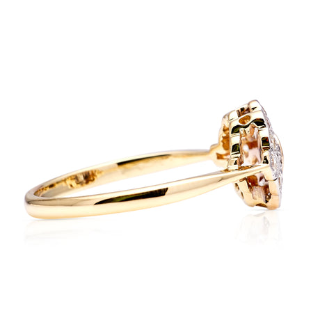 Antique, Belle Époque diamond cluster engagement ring, 18ct yellow gold and platinum