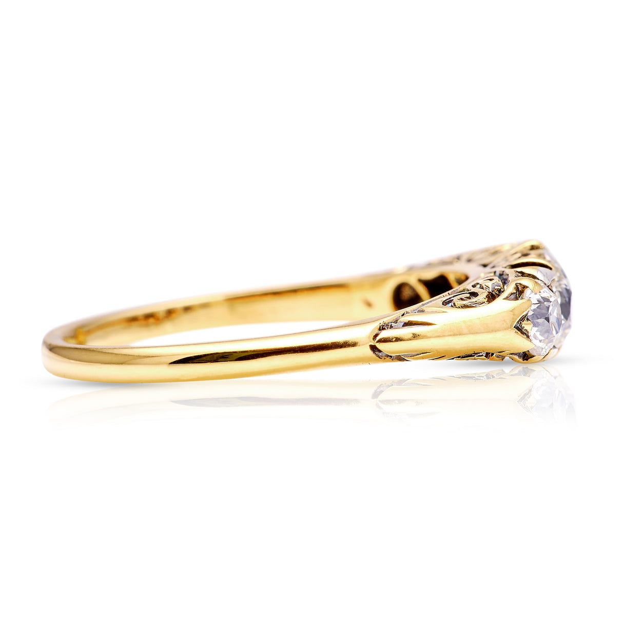 Antique, Edwardian diamond half hoop engagement ring