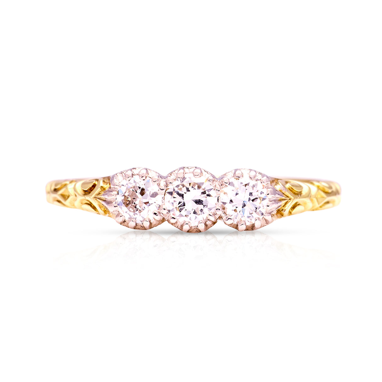 Antique, Edwardian diamond three-stone ring