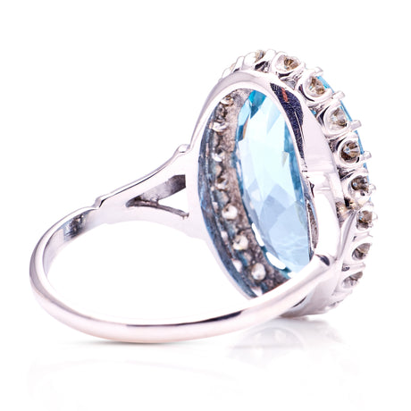 Vintage, 1940s aquamarine and diamond cluster ring