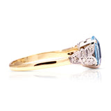 Antique, Edwardian aquamarine and diamond engagement ring