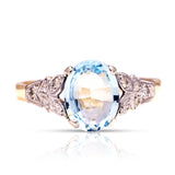 Antique, Edwardian aquamarine and diamond engagement ring