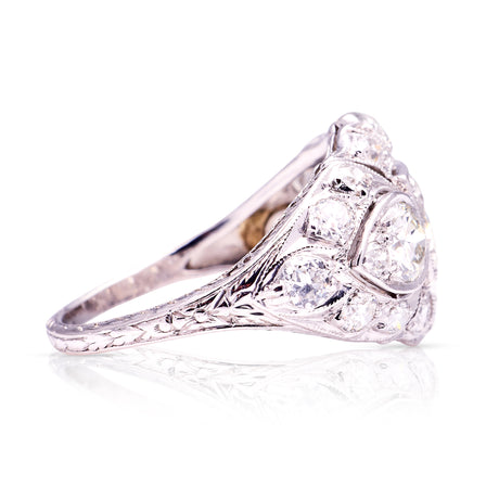 Antique, Belle Époque diamond bombé ring, platinum