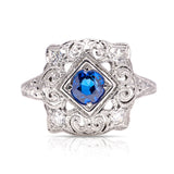 Antique, Edwardian sapphire and diamond ring