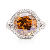 Vintage, Art Deco  6ct old cut brown zircon and diamond ring