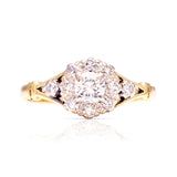 Antique, Edwardian diamond cluster ring, 18ct yellow gold & platinum