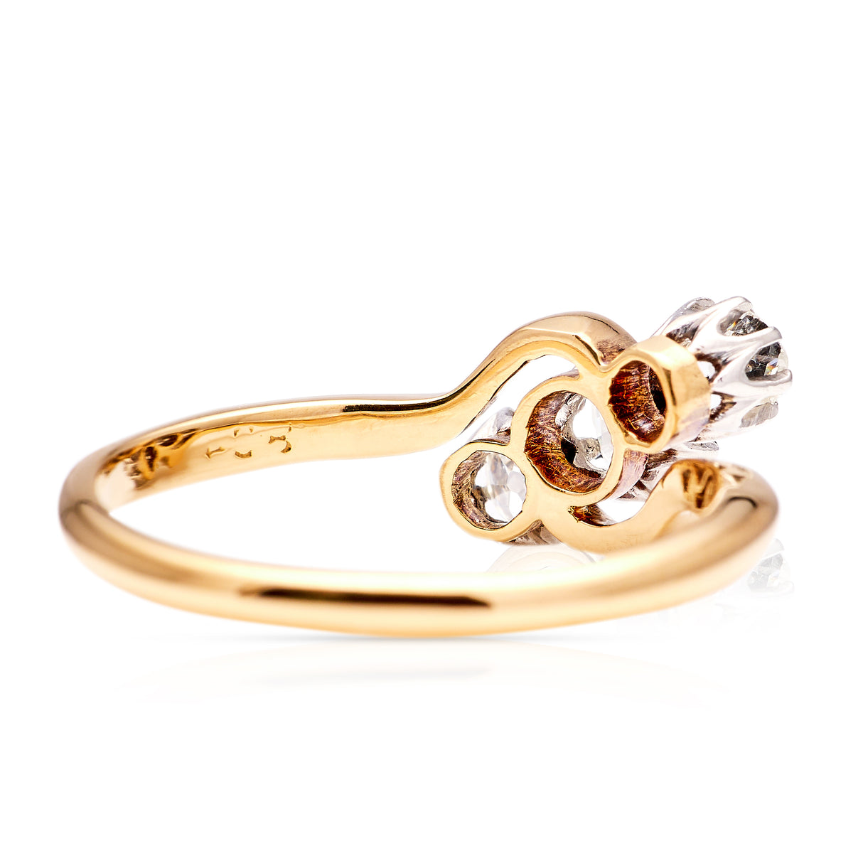 Antique, Edwardian three stone diamond engagement ring