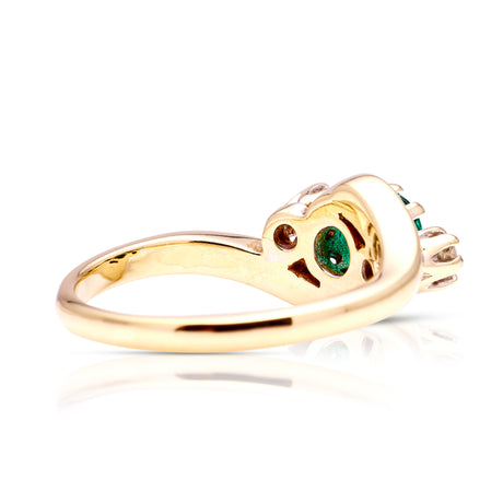 Vintage, Art Deco emerald & diamond three-stone ring