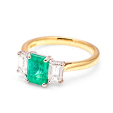 Vintage Emerald & diamond three-stone ring