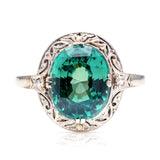 Antique, Edwardian rare synthetic green sapphire ring, 18ct white gold