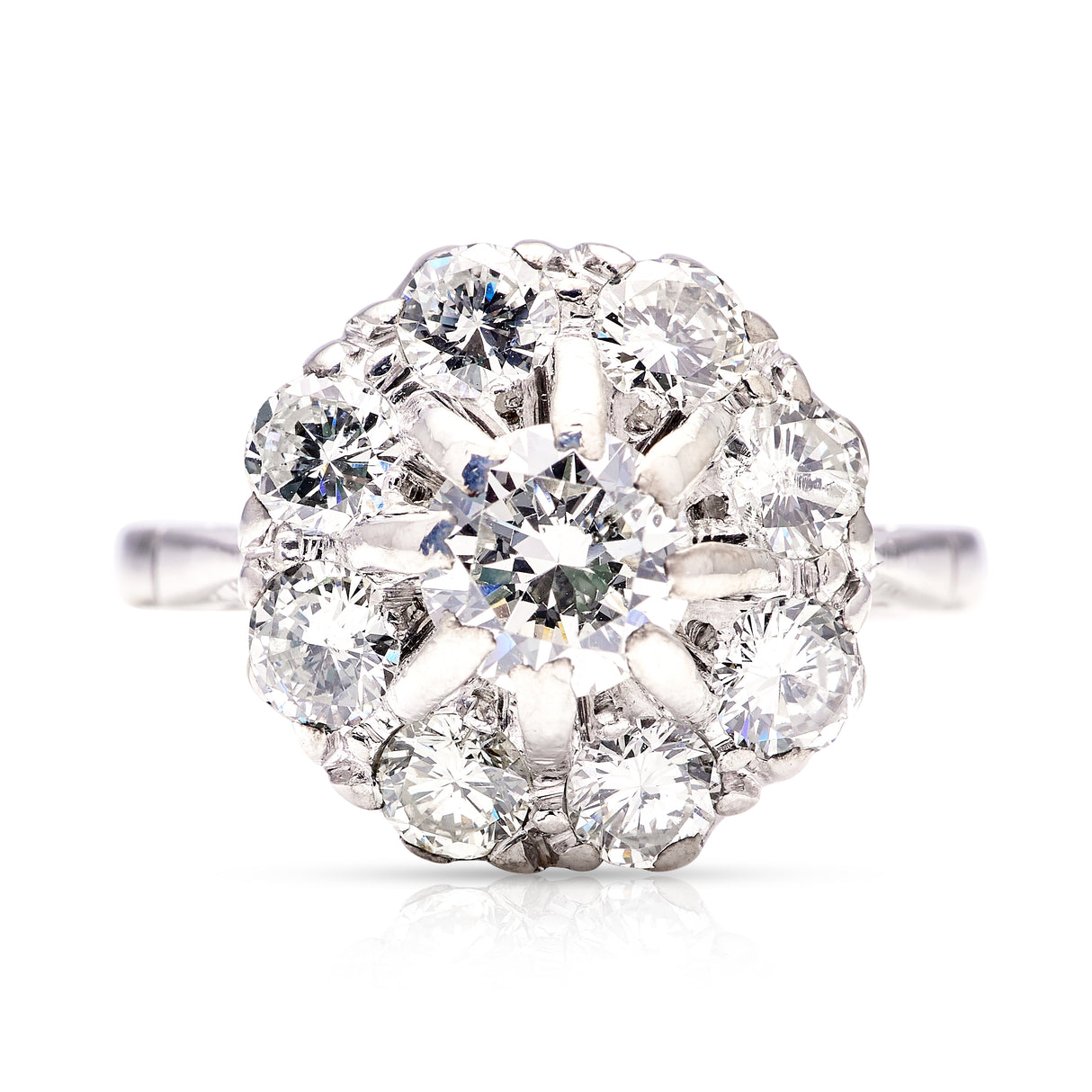 Vintage, diamond cluster engagement ring