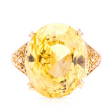 Vintage, 1950s 20ct yellow sapphire cocktail ring