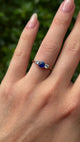 Antique, Edwardian sapphire & diamond three-stone ring, 18ct yellow gold & platinum