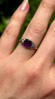 Antique, Georgian amethyst & diamond ring, 15ct yellow gold