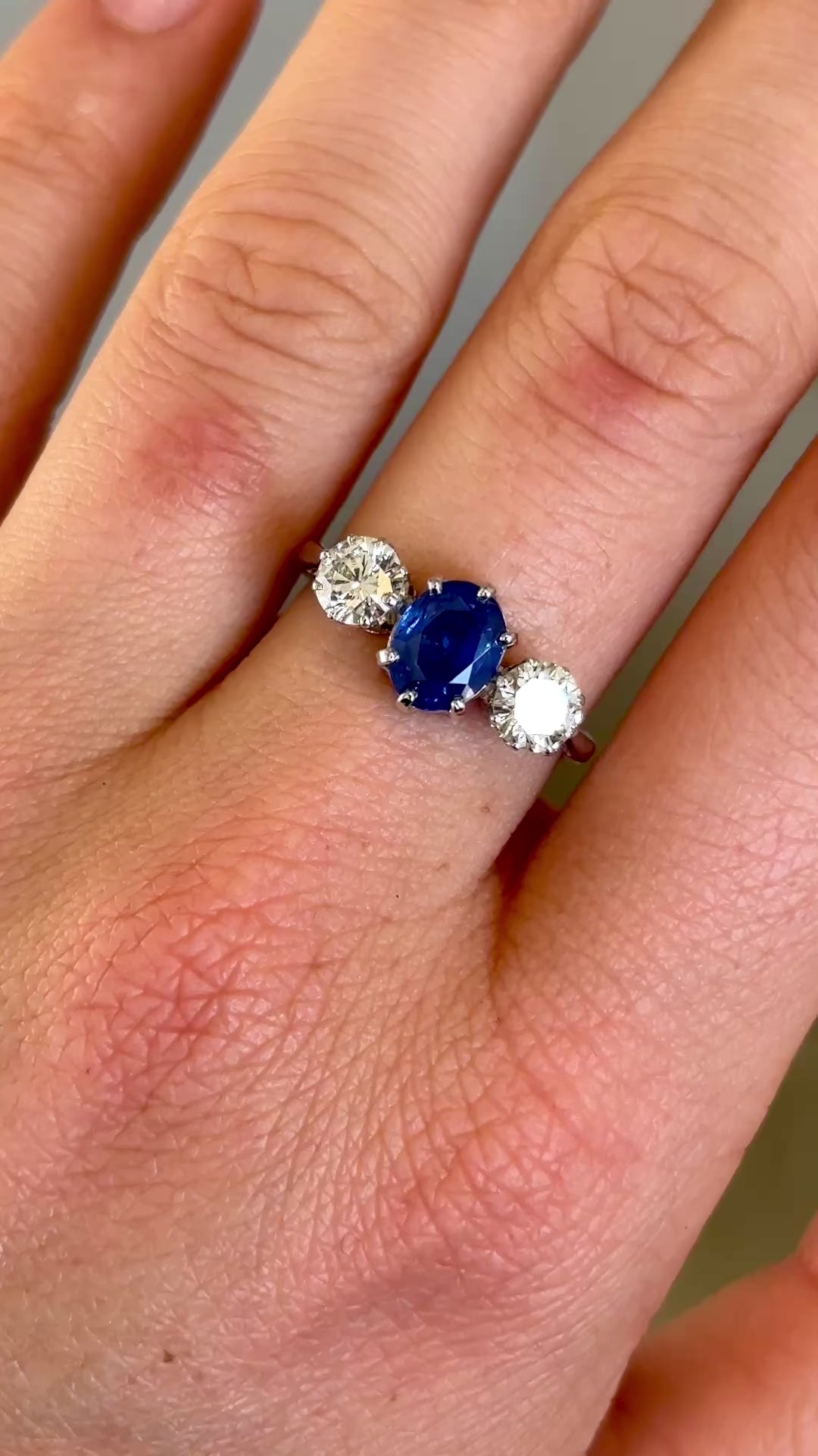 Vintage, 1970s sapphire & diamond three-stone ring