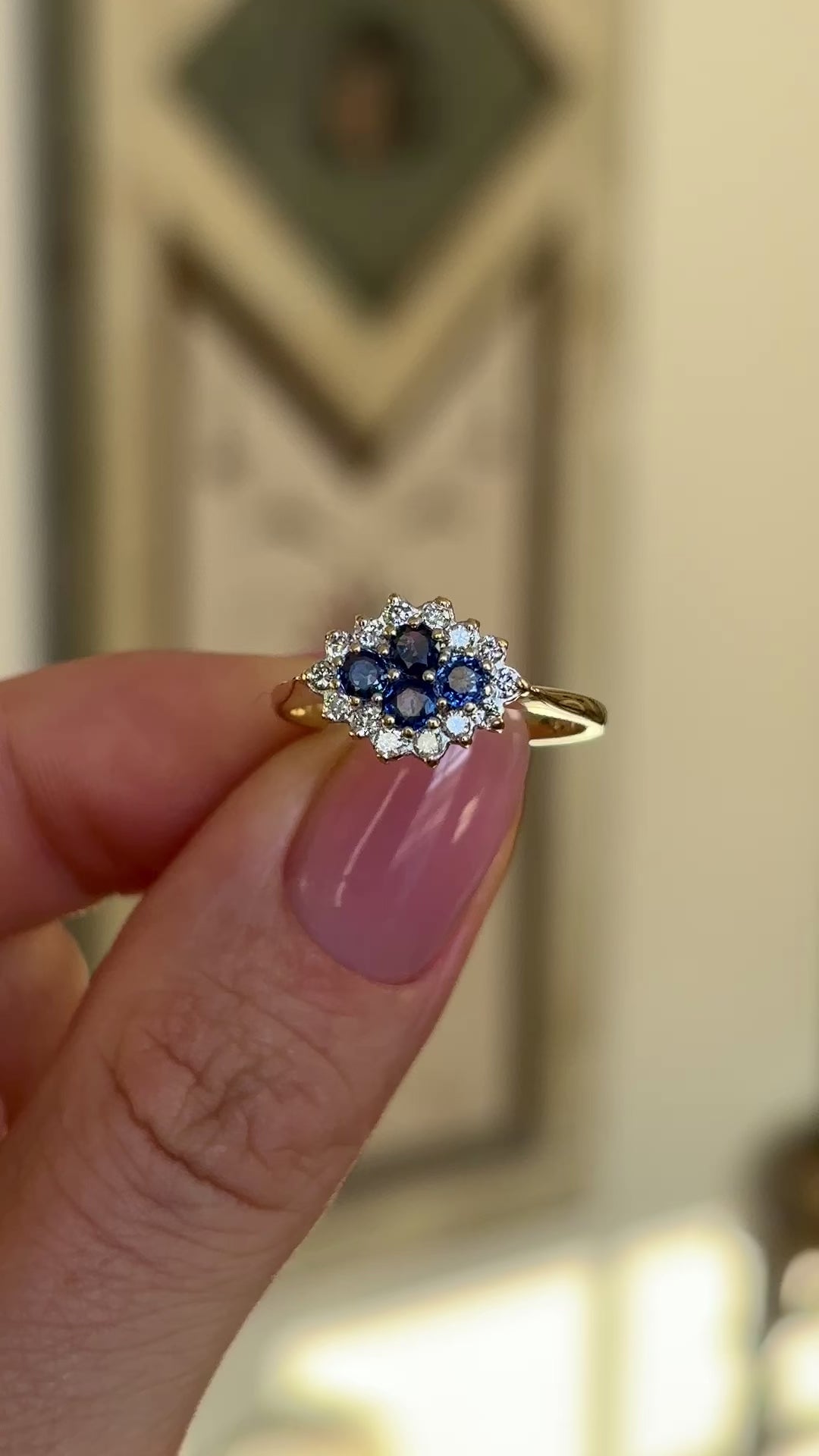 Vintage, 1990s sapphire & diamond cluster ring